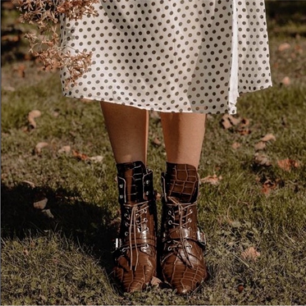 All Saints Katy Croc-Embossed Boots